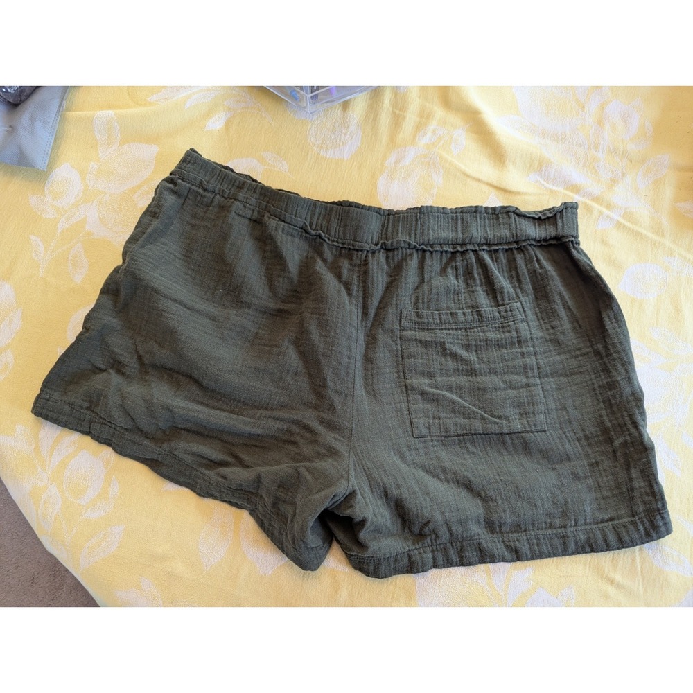 Women Shorts Ultracomfort Waistband Linen XL Olive Green Sonoma